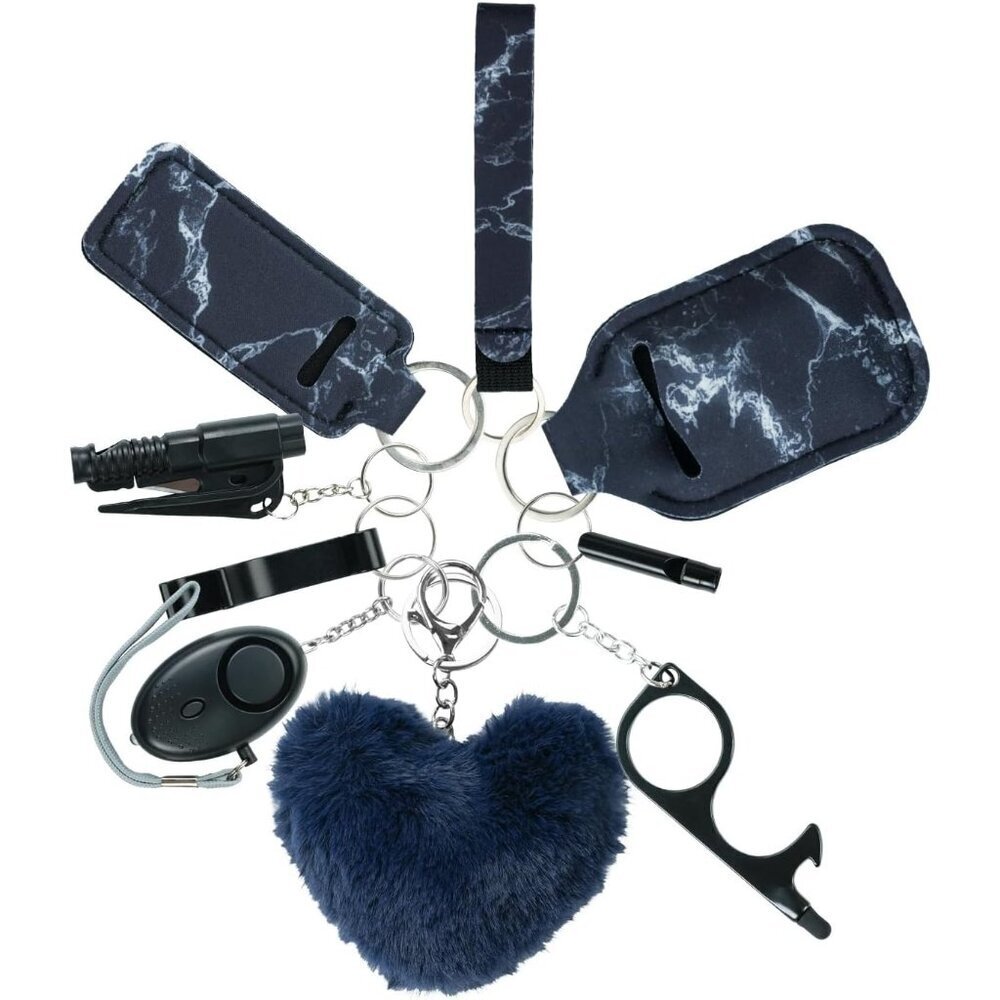 Safety Keychain Set with Alarm, Whistle, & Window Breaker for Women